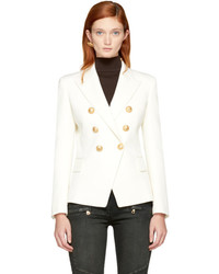 White Wool Double Breasted Blazer