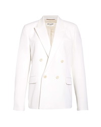 Saint Laurent Double Breasted White Wool Sport Coat