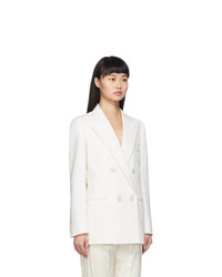 Saint Laurent White Wool Double Breasted Blazer