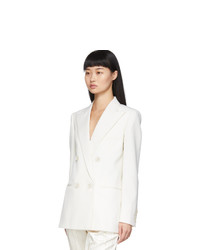 Saint Laurent White Wool Double Breasted Blazer