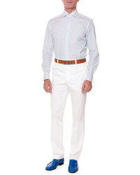 Stefano Ricci Flat Front Wool Sport Trousers White