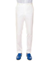 Stefano Ricci Flat Front Wool Sport Trousers White