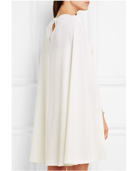 Valentino Cape Back Wool Crepe Mini Dress Ivory