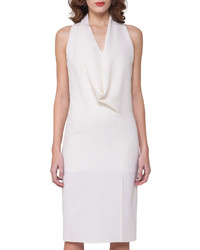 Akris Sleeveless Drape Front Dress Off White