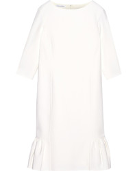 Oscar de la Renta Wool Blend Crepe Dress White