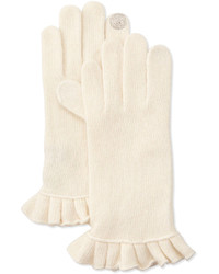 Portolano Cashmere Blend Ruffle Tech Gloves White