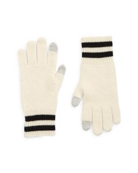 LITA by Ciara Sport Stripe Recycled Cashmere Gloves In Milk Black At Nordstrom