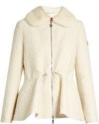 Moncler Gamme Rouge Detachable Fur Collar Wool Blend Cloqu Jacket