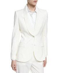 Dolce & Gabbana Shawl Collar Stretch Wool Two Button Jacket White