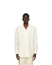 Jil Sander Off White Wool And Silk Bison Shirt