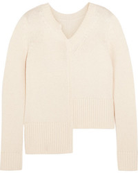 ADAM by Adam Lippes Adam Lippes Asymmetric Ribbed Merino Wool And Cashmere Blend Sweater Ivory