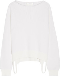 Helmut Lang Cutout Ribbed Cotton Wool And Cashmere Blend Sweater Ivory