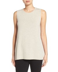 Eileen Fisher Round Neck Wool Crepe Long Tank