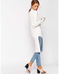Asos Collection Tunic In Structured Knit With Turtleneck Side Split