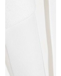 Tibi Asymmetric Paneled Merino Wool And Silk Crepe Turtleneck Sweater White