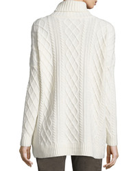Neiman Marcus Cashmere Collection Long Sleeve Cable Knit Turtleneck