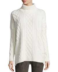 Neiman Marcus Cashmere Collection Long Sleeve Cable Knit Turtleneck