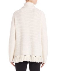 Proenza Schouler Front Slit Wool Cotton Fringe Turtleneck Sweater