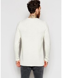 Asos Lambswool Rich Crew Neck Sweater With Rolled Edge