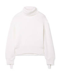 Helmut Lang Med Ribbed Wool And Cotton Blend Turtleneck Sweater