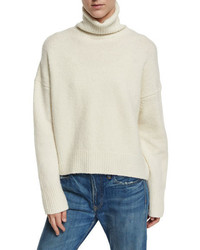 Vince Oversized Knit Turtleneck Sweater Winter White