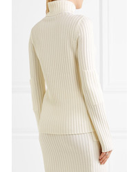 Joseph Ribbed Knit Turtleneck Sweater Off White
