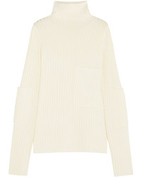 Joseph Ribbed Knit Turtleneck Sweater Off White