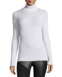 Diane von Furstenberg Sutton Wool Silk Turtleneck Sweater Canvas White