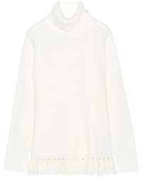Proenza Schouler Tasseled Wool Blend Turtleneck Sweater Off White