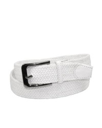 CTM Matching Leather Fabric Stretch Belt White S