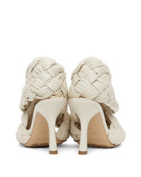 Bottega Veneta Off White Intrecciato Board Heeled Sandals