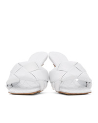 Bottega Veneta White Intrecciato Lido Heeled Sandals