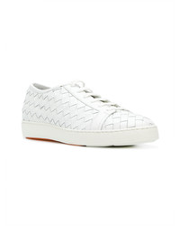 Santoni Woven Lace Up Sneakers