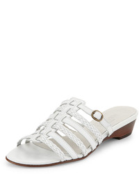 White Woven Leather Sandals