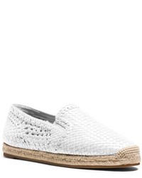 White Woven Loafers
