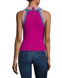 Milly Woven Trim Halter Top