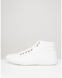 Brave Soul Hi Top Woven Sneakers In White