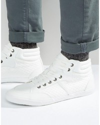 Brave Soul Hi Top Woven Sneakers In White