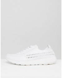 Asos Sneakers In White With Woven Detail