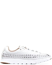 White Woven Suede Sneakers