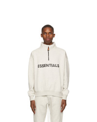 Essentials Off White Mock Neck Half Zip Sweatshirt