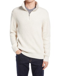 French Connection Ribbed Cotton Blend Half Zip Sweater