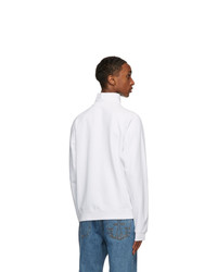 JW Anderson White Embroidered Face Half Zip Sweater