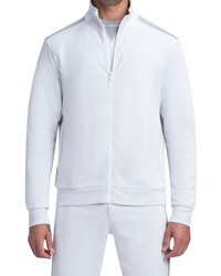 Bugatchi Comfort Cotton Blend Full Zip Sweatshirt In Chalk At Nordstrom