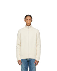 Maison Margiela Off White Wool Cardigan Stitch Zip Up Sweater