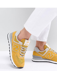 New Balance 574 Suede Trainers In Yellow