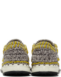 Valentino Garavani Yellow Grey Crochet Sneakers
