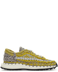 Valentino Garavani Yellow Grey Crochet Sneakers