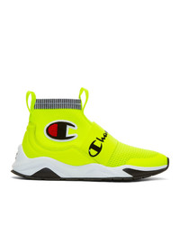 Champion Reverse Weave Yellow Rally Pro High Top Sneakers