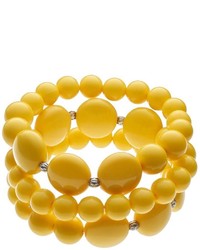 Yellow Beaded Stretch Bracelet Set